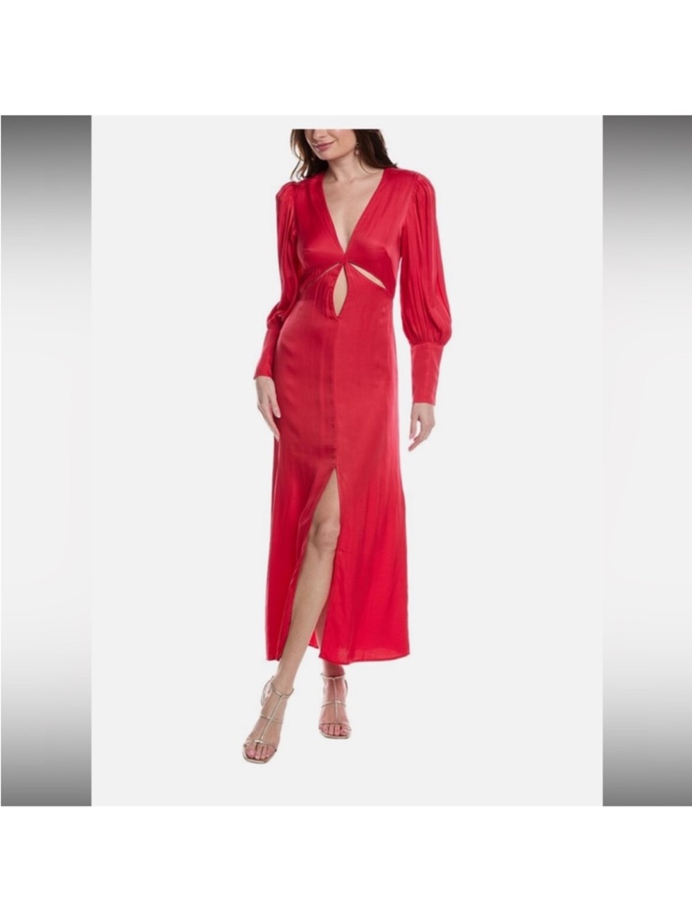 Farm Rio Small Red Cutout Maxi Dress Size Small Long Sleeve Vacation Resort